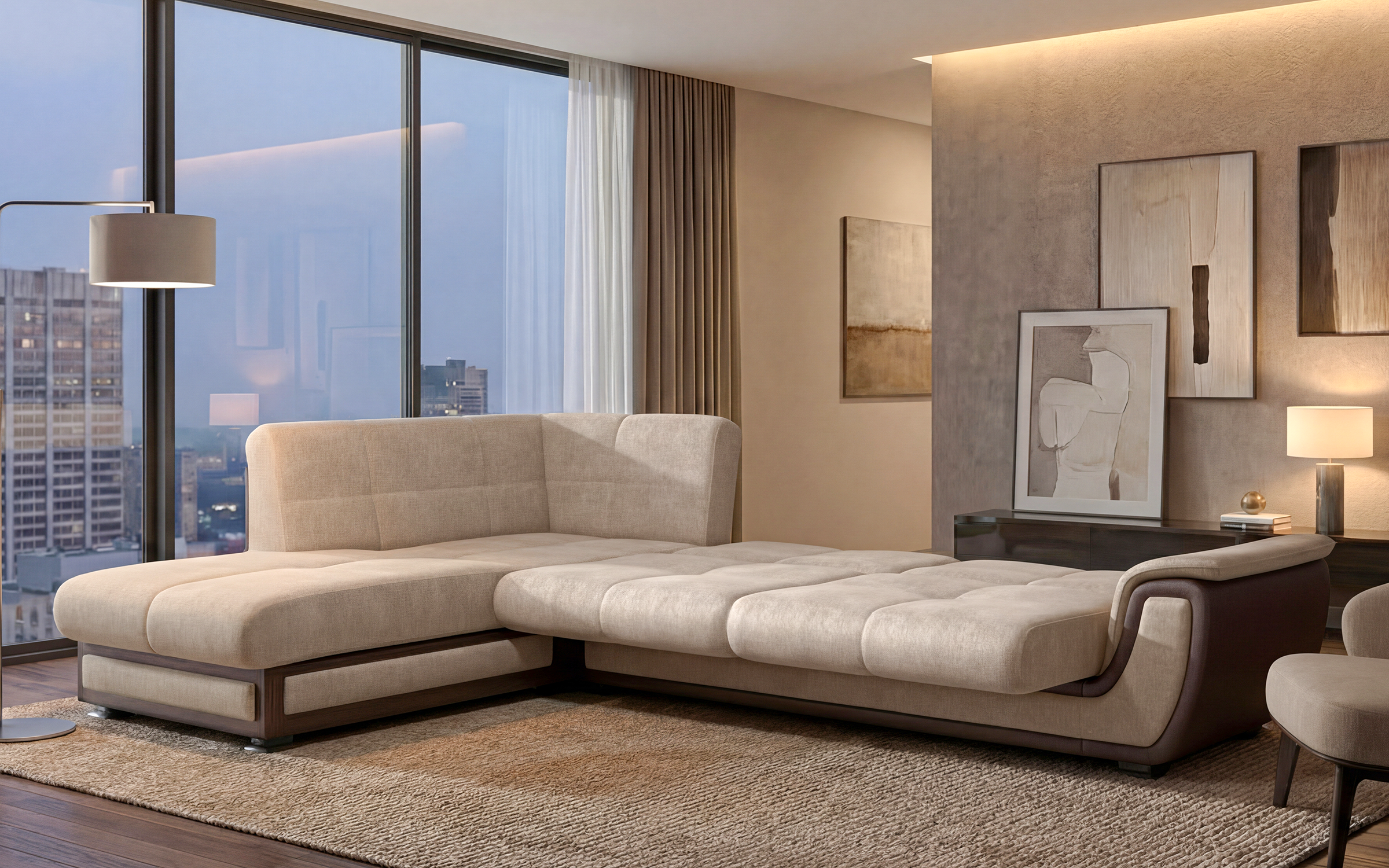 Coltar extensibil + mecanism click- clack Princess II, bej inchis + piele maro  5